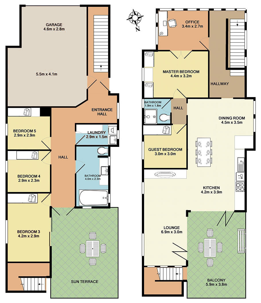 2 Storey floor plan of a Brisbane house