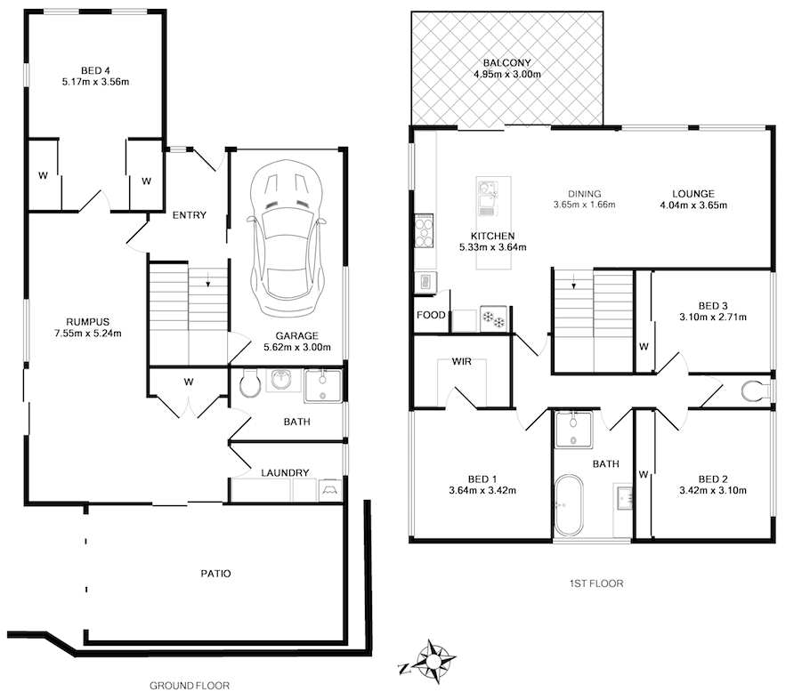 Floor Plan in black and white